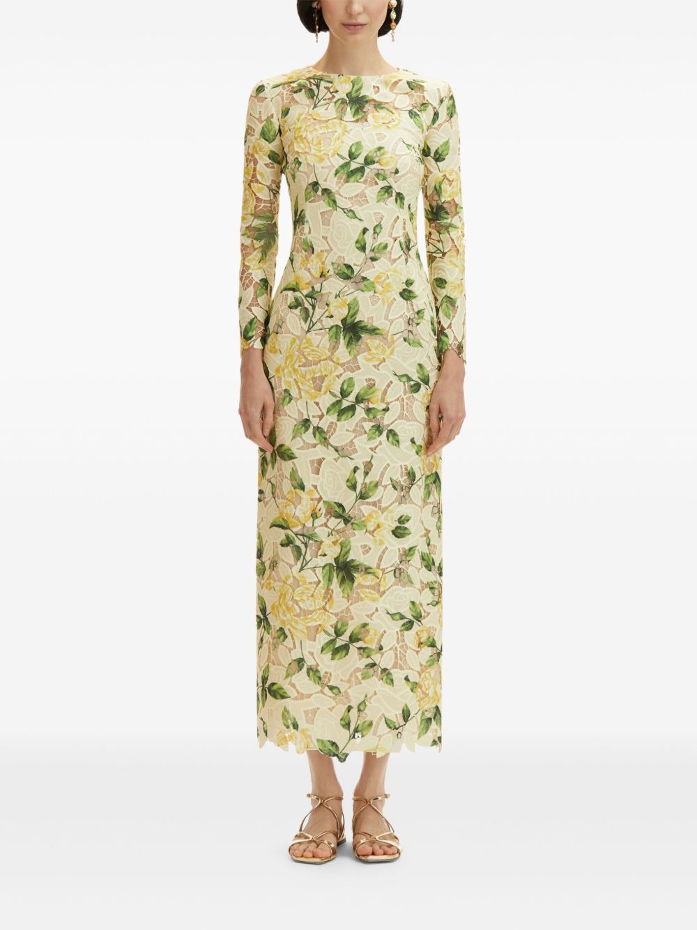 OSCAR DE LA RENTA GUIPURE MAXI DRESS