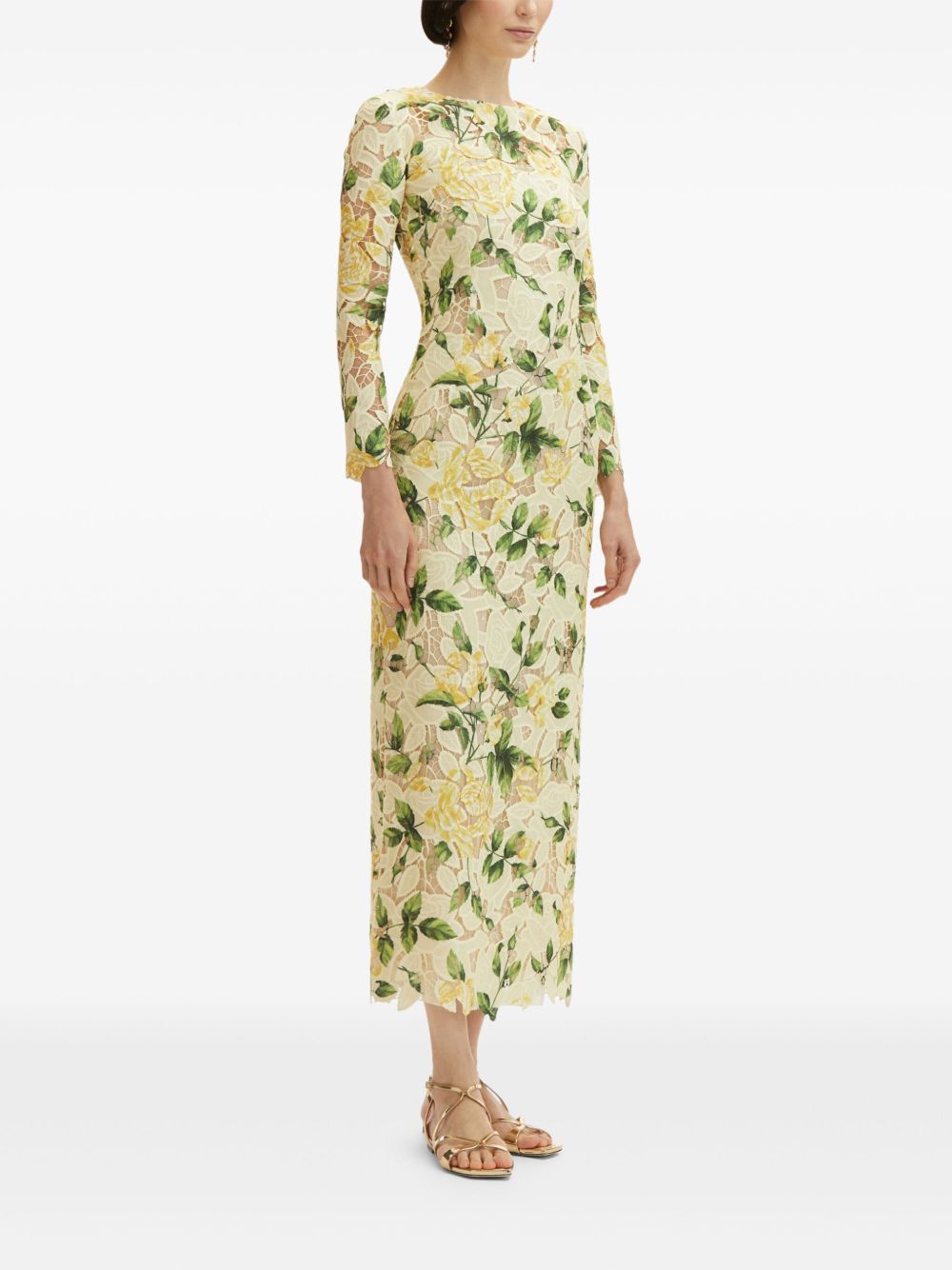 OSCAR DE LA RENTA GUIPURE MAXI DRESS