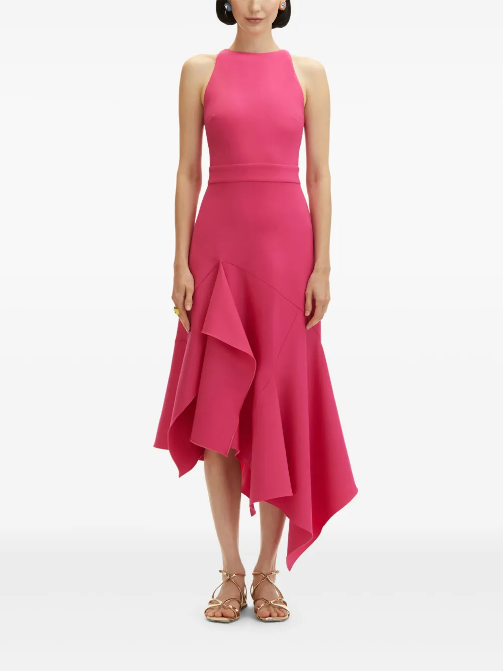Oscar de la Renta Jurk met asymmetrische afwerking - Roze