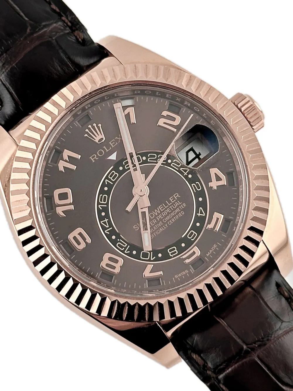 Pre-owned Rolex Sky-dweller 42mm In Brown
