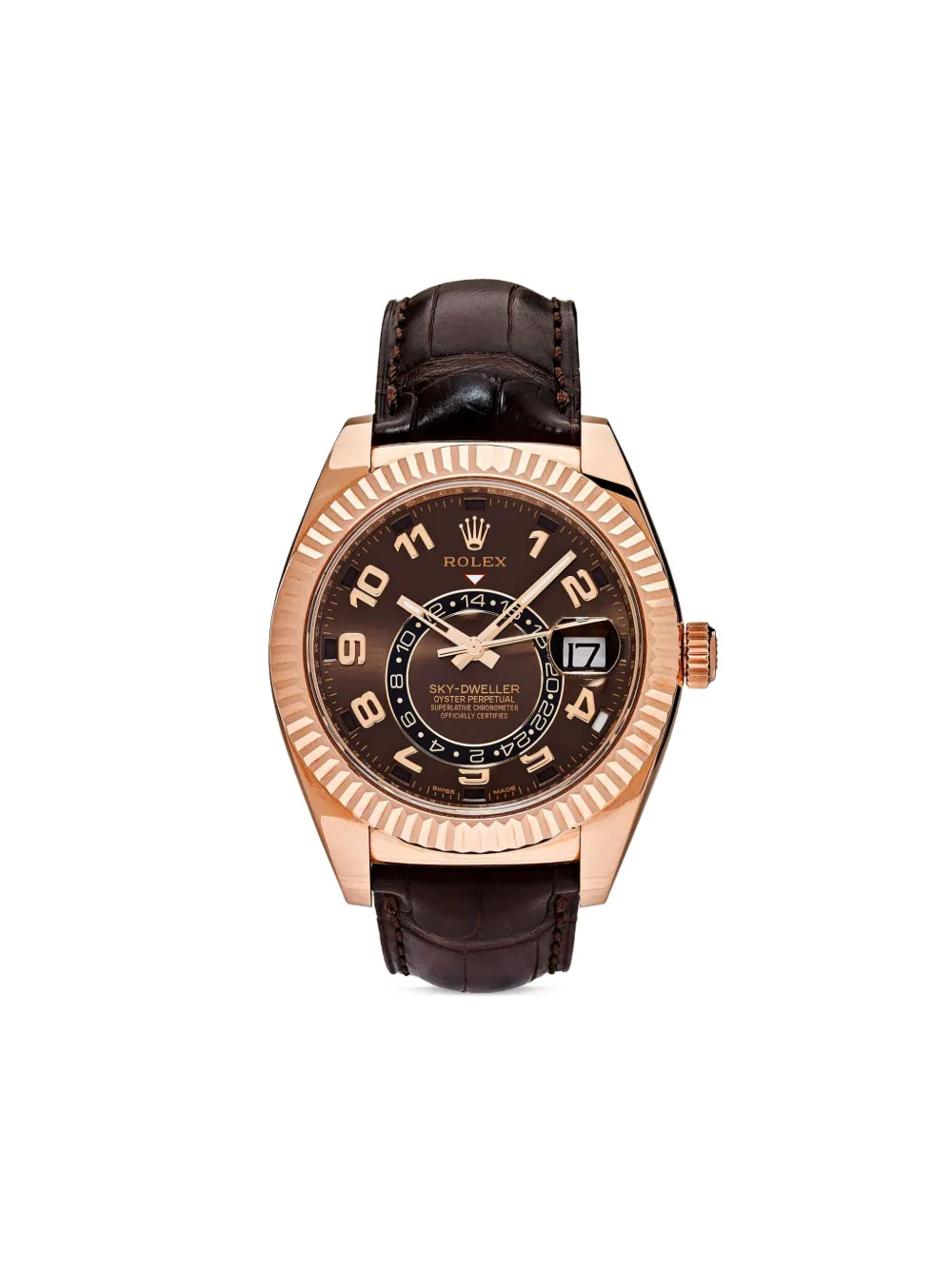 Pre-owned Rolex Sky-dweller 42mm In Brown