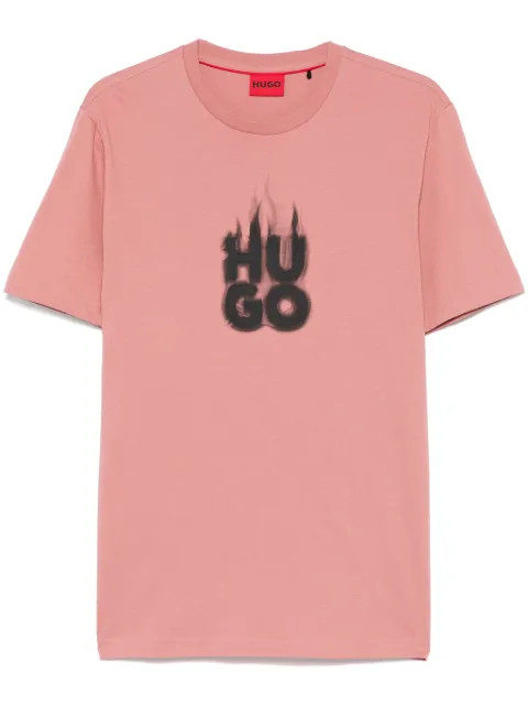HUGO stacked smoke logo-print cotton T-shirt