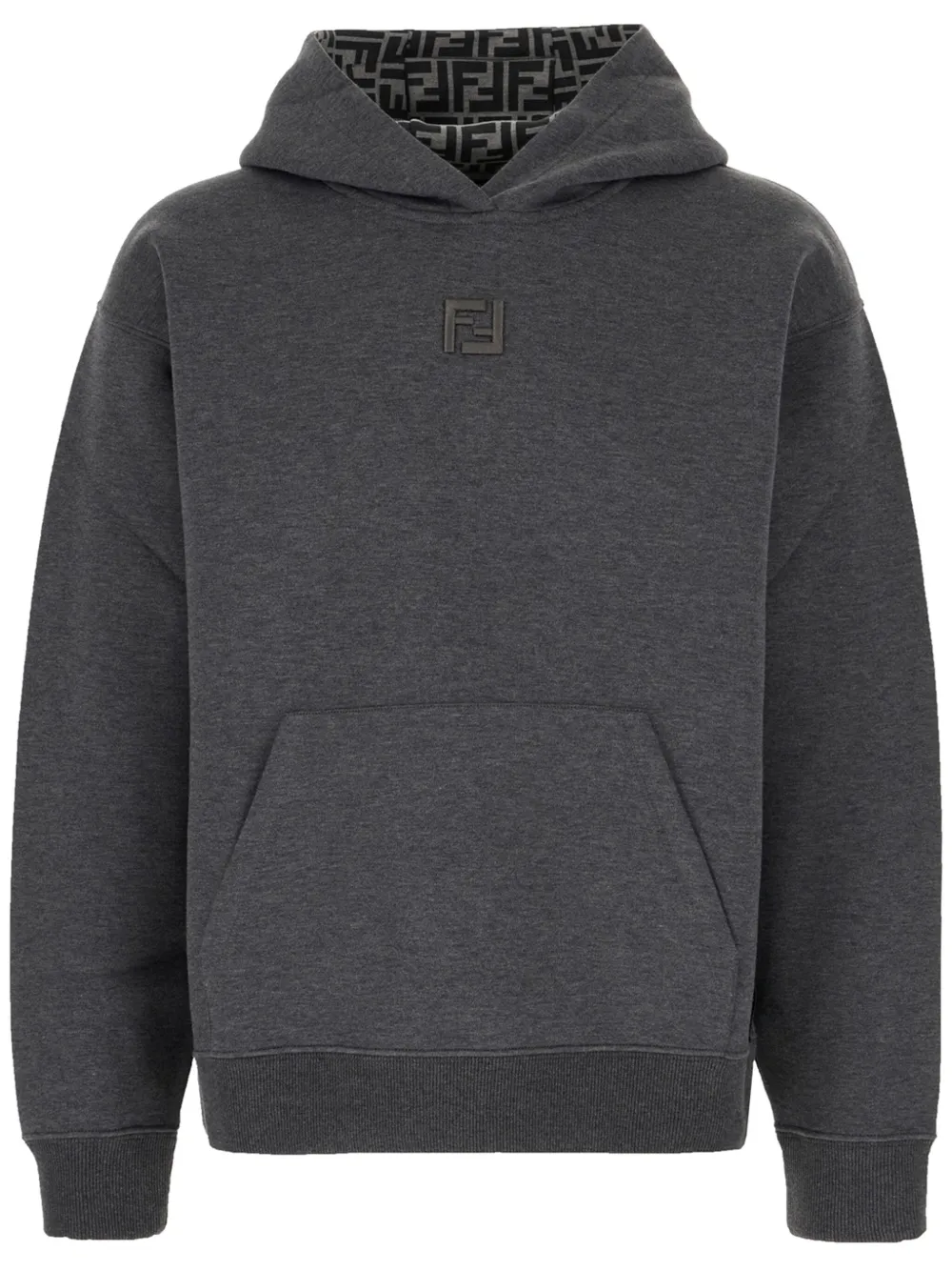 FENDI hoodie à logo brodé - Gris