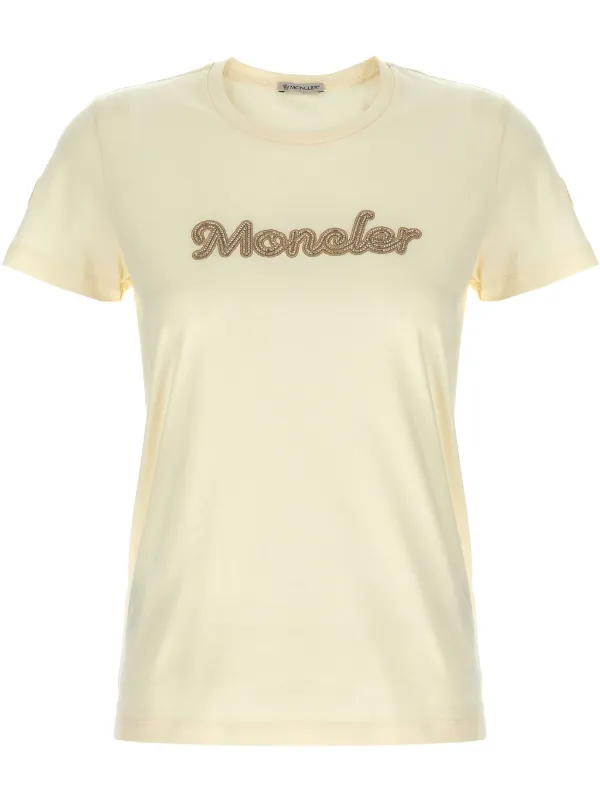 Moncler Logo Embroidery T-shirt in White