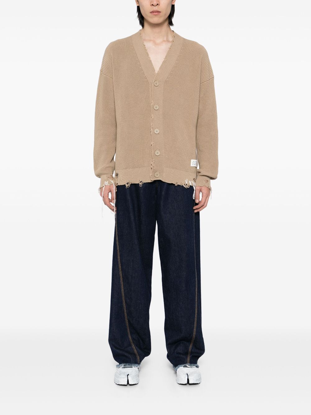 MM6 Maison Margiela distressed cardigan - Neutrals