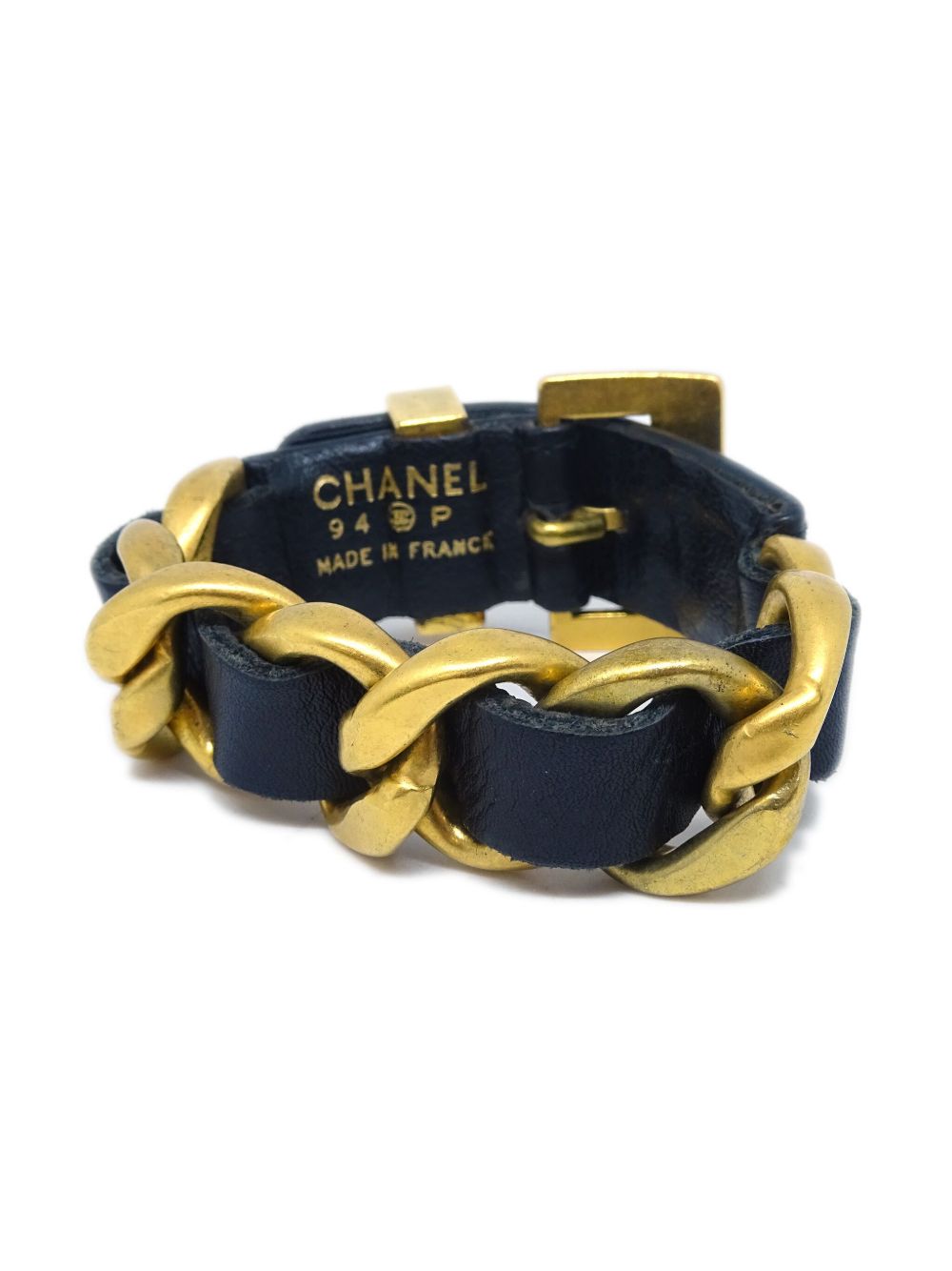 CHANEL Pre-Owned 1994 leren schakelarmband - Goud