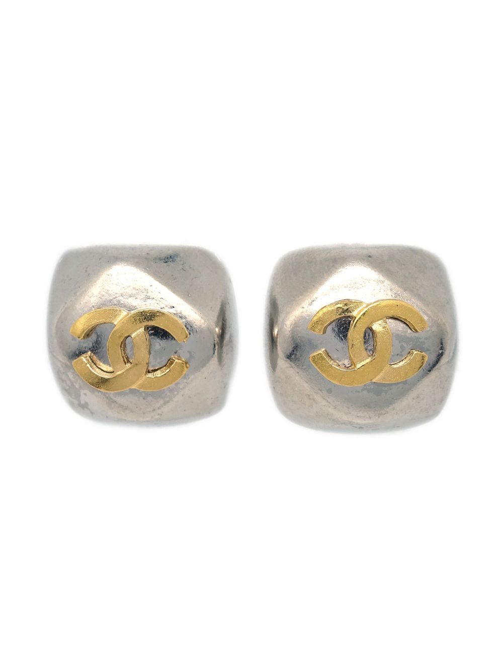 Pre-owned Chanel 1998 Cc Clip-on Earrings In Silver