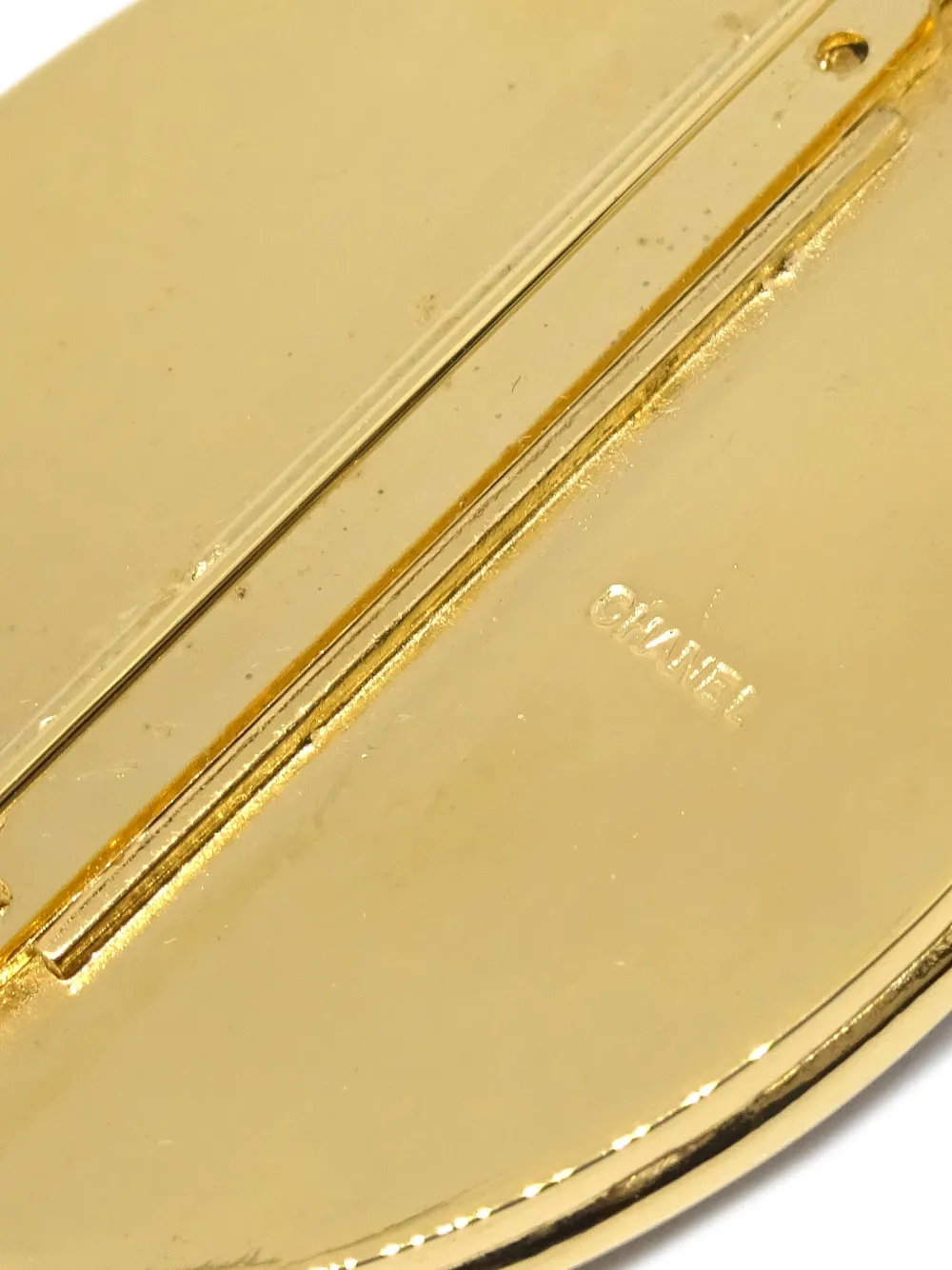 Pre-owned Chanel 1990-2000s Bow-detailing Mirror Brooch In Gold