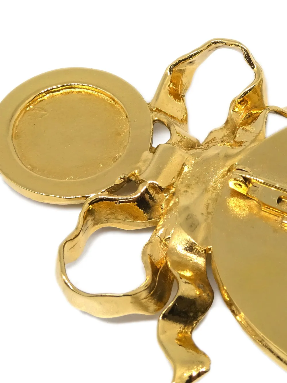 Pre-owned Chanel 1990-2000s Bow-detailing Mirror Brooch In Gold