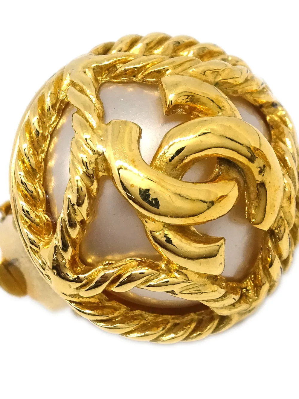 CHANEL Pre-Owned 1995 oorclips met CC-logo - Goud