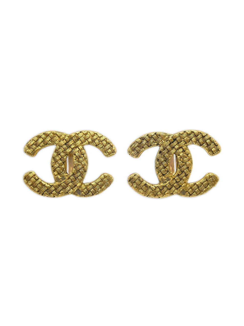 Pre-owned Chanel 1990-2000s Cc Clip-on Earrings In Gold