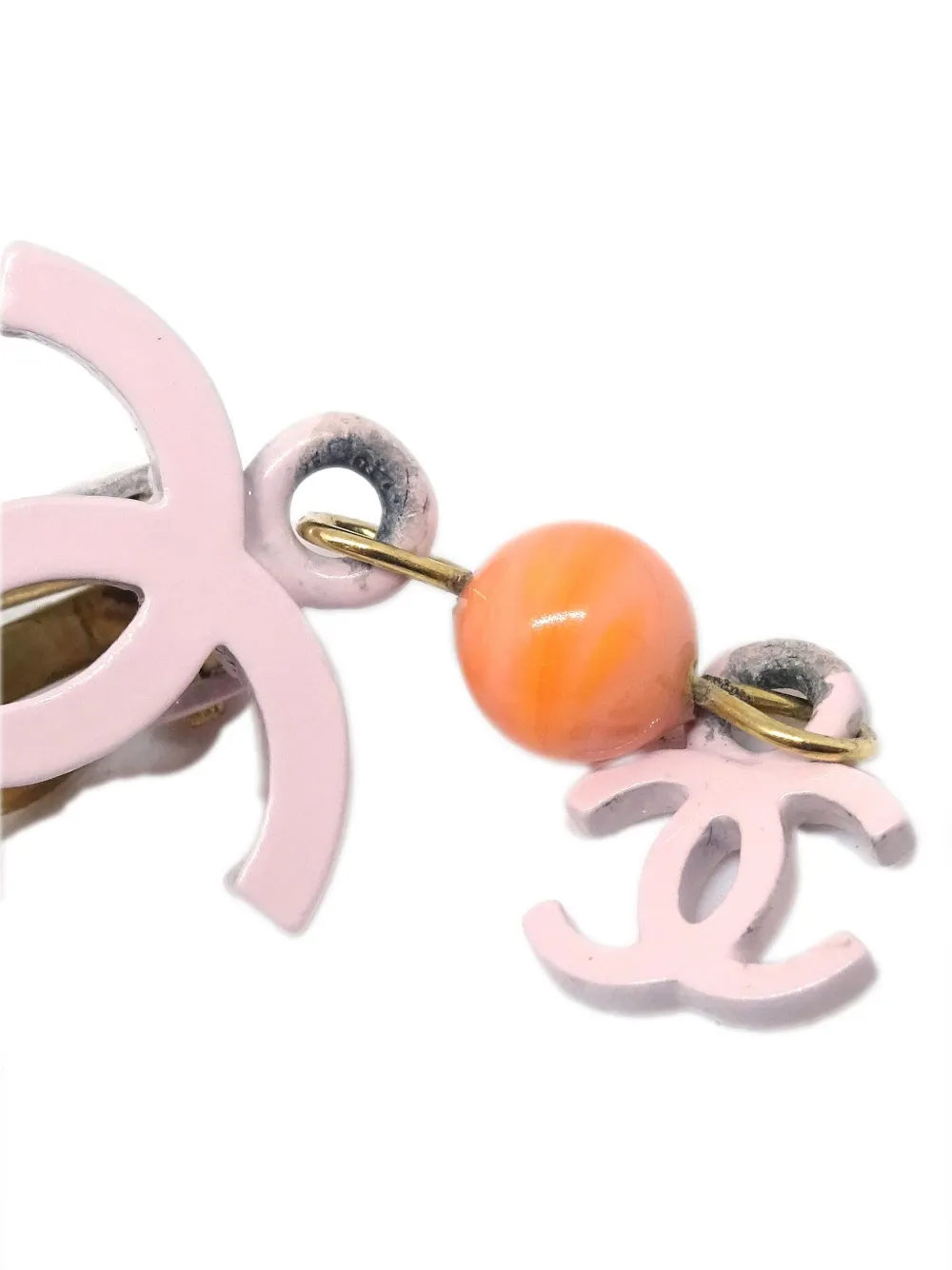 Pre-owned Chanel 2003 Cc Drop Clip-on Earrings In Gold