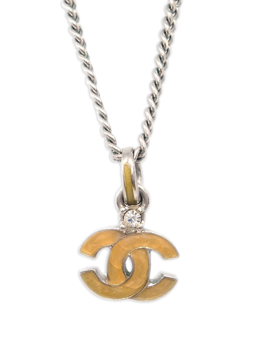 CHANEL Pre-Owned 2004 halsketting met CC-hanger - Zilver