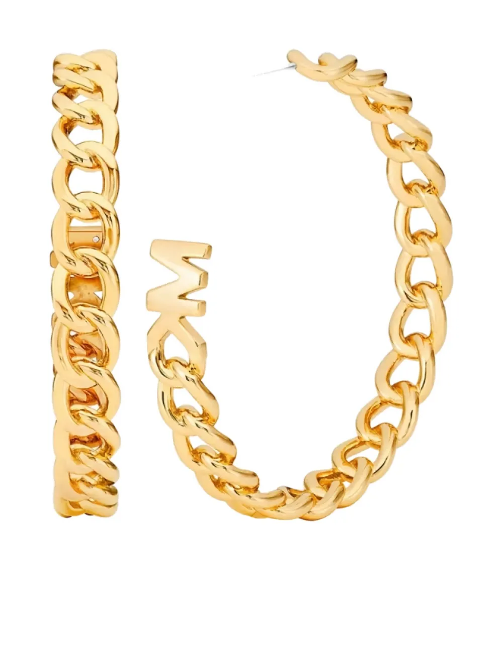Michael Kors Curb-chain Open-hoop Earrings In Gold