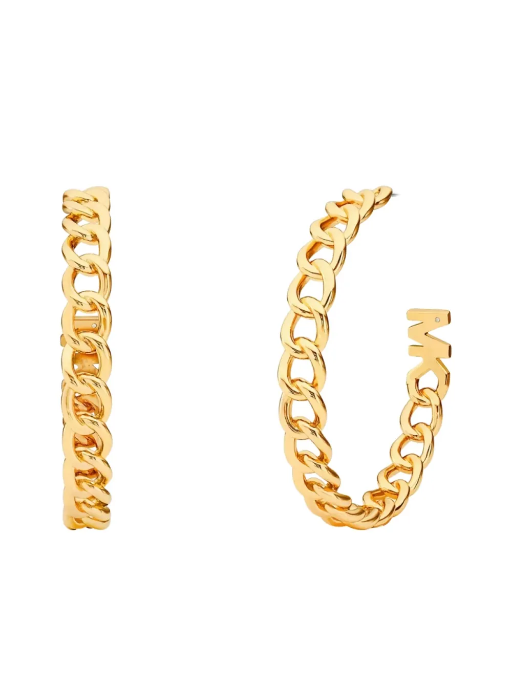 Michael Kors Curb-chain Open-hoop Earrings In Gold