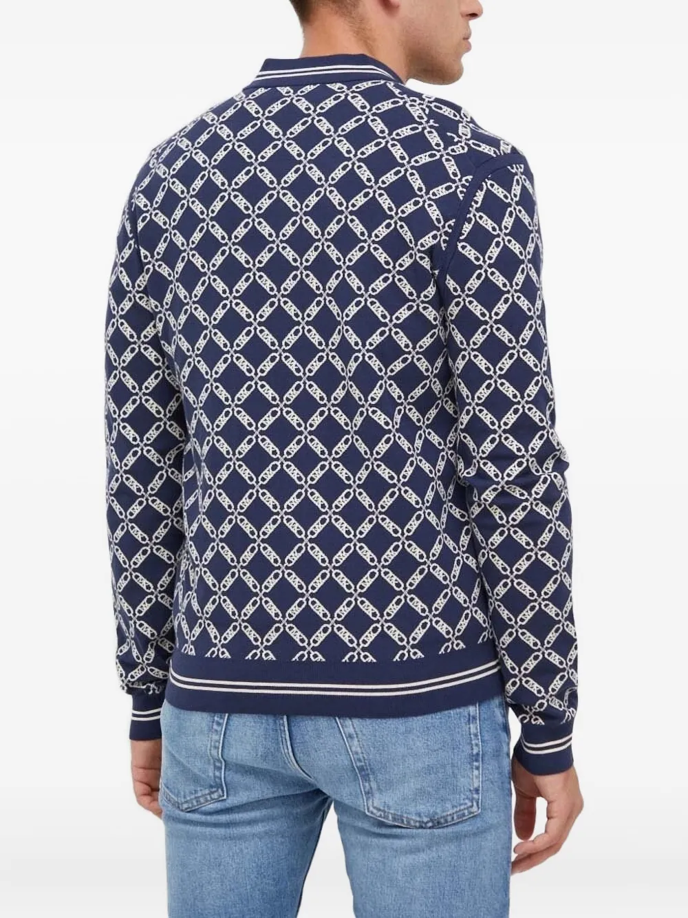 Michael Kors Chain-pattern Zip-up Sweatshirt In Blue