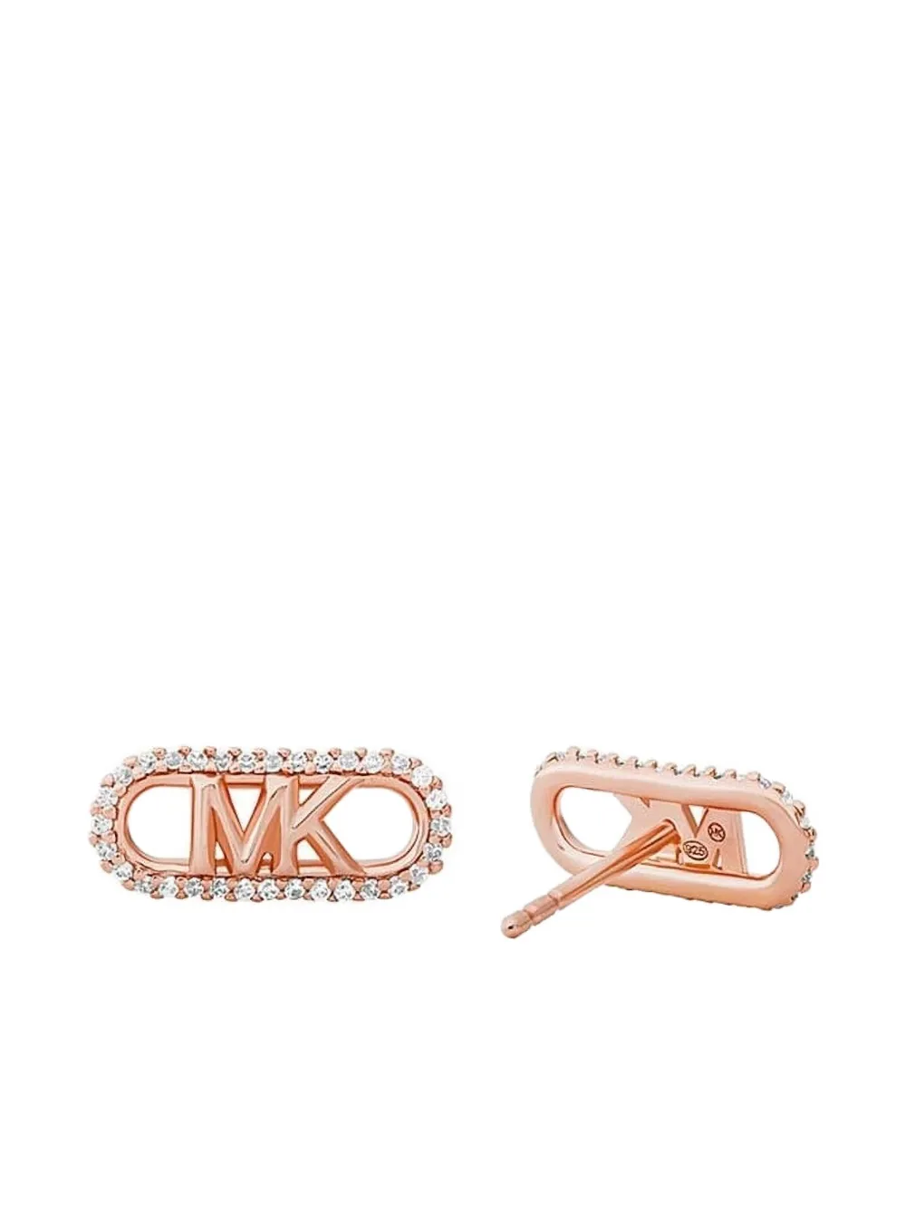 Michael Kors Empire Link rose-gold MK-logo stud earrings - ピンク Michael Kors Empire Link rose-gold MK-logo stud earrings - ピンク