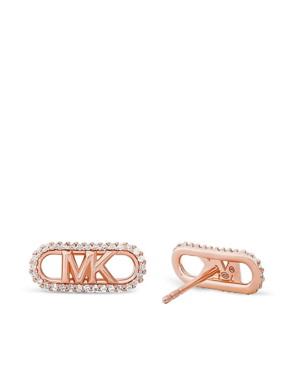 Michael Kors Empire Link rose-gold MK-logo stud earrings - ピンク Michael Kors Empire Link rose-gold MK-logo stud earrings - ピンク
