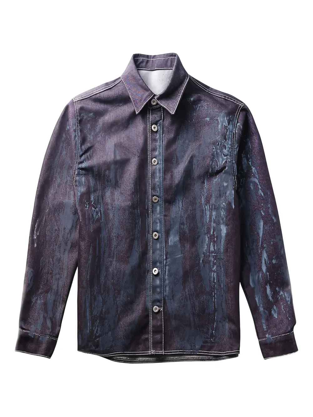 trompe l'oeil-print denim shirt