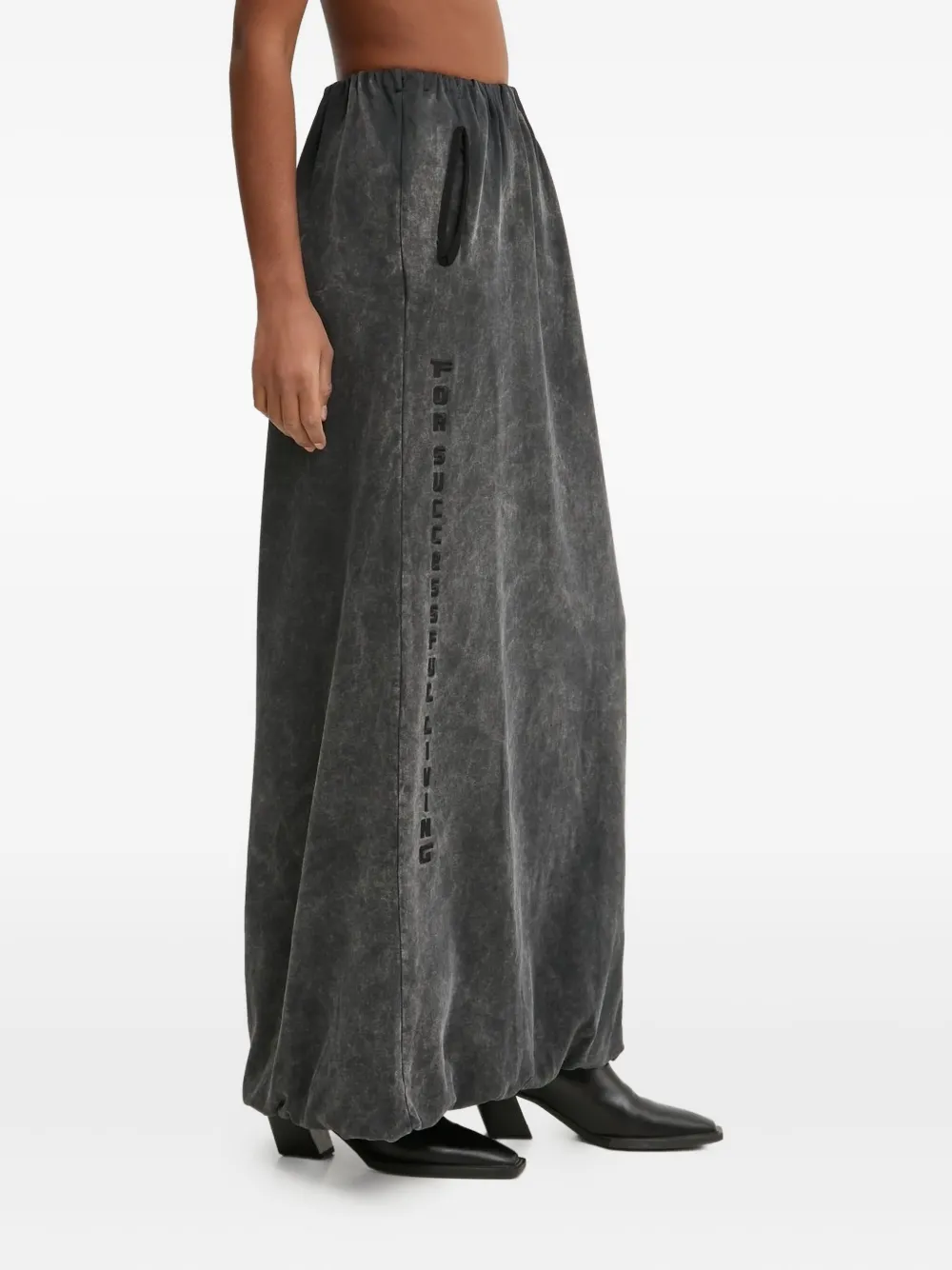 Diesel O-reira Drawstring Acid-wash Maxi Skirt In Gray