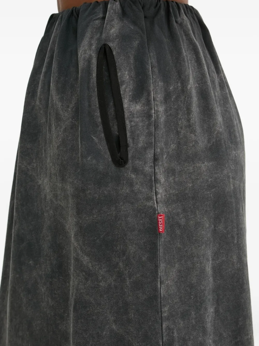 Diesel O-reira Drawstring Acid-wash Maxi Skirt In Gray