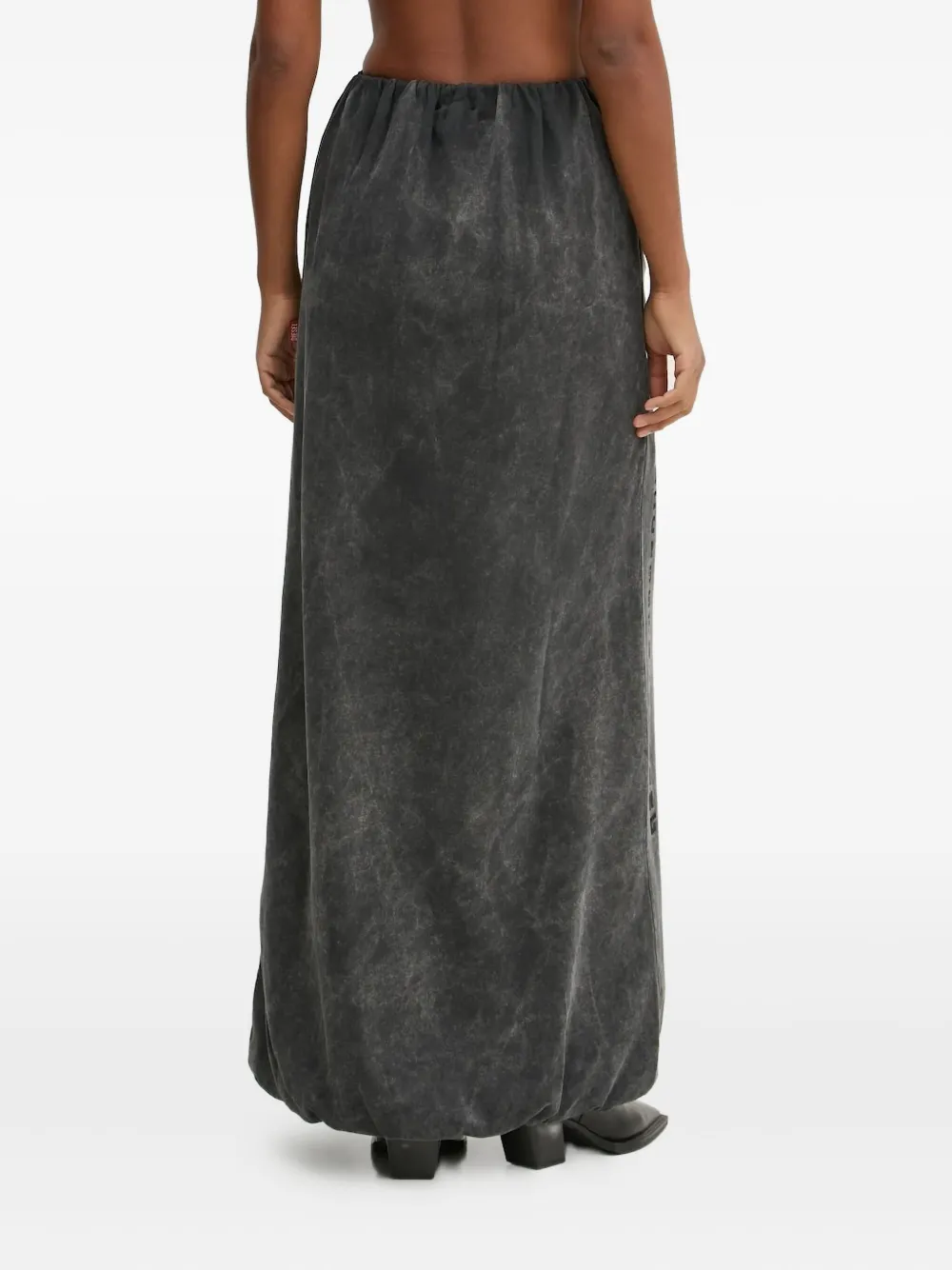 Diesel O-reira Drawstring Acid-wash Maxi Skirt In Gray