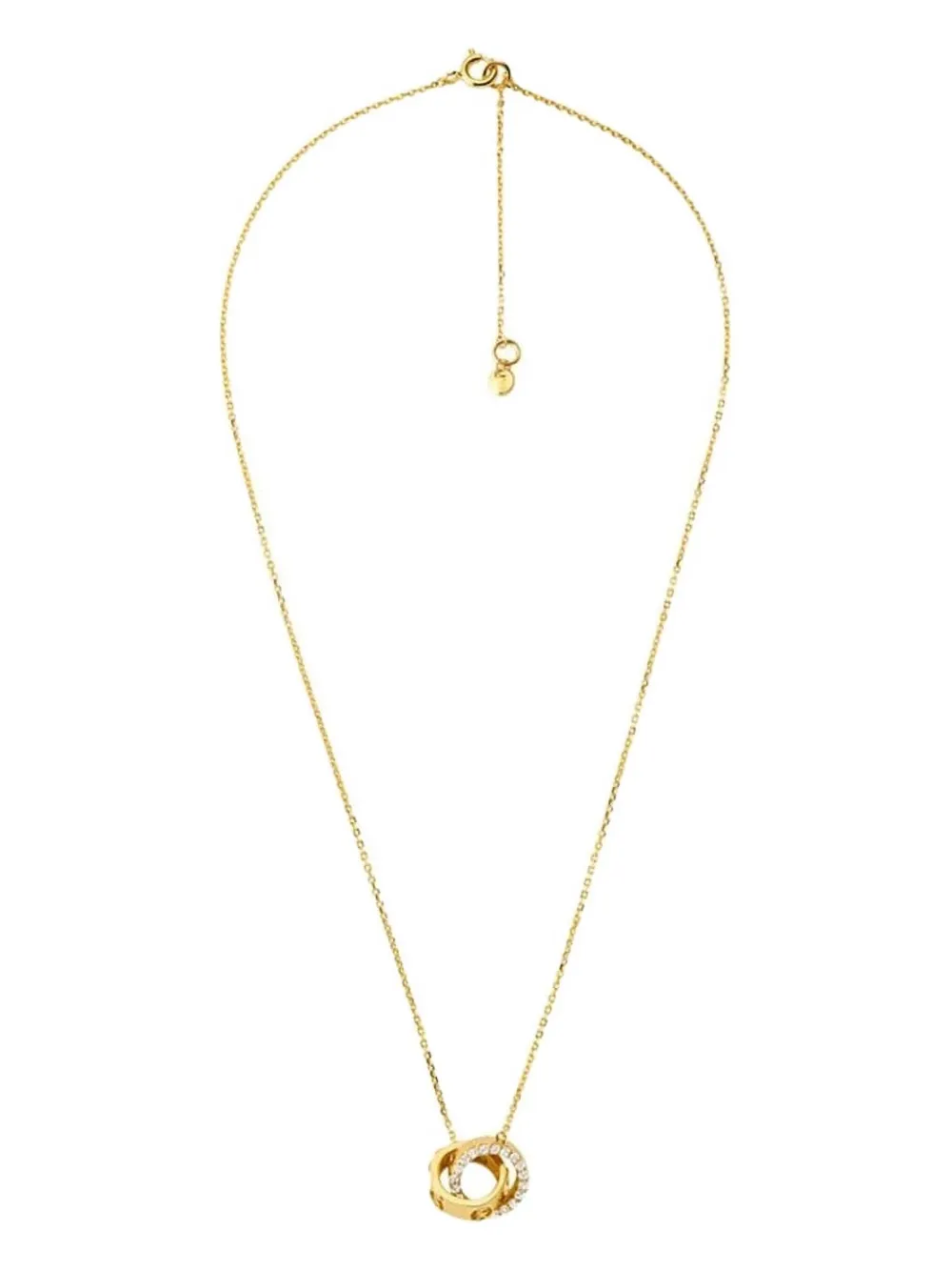 Michael Kors Interlocking-circles Rhinestone Necklace In Gold