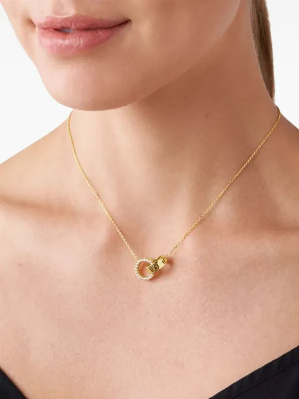 Michael Kors interlocking-circles Rhinestone Necklace | Gold