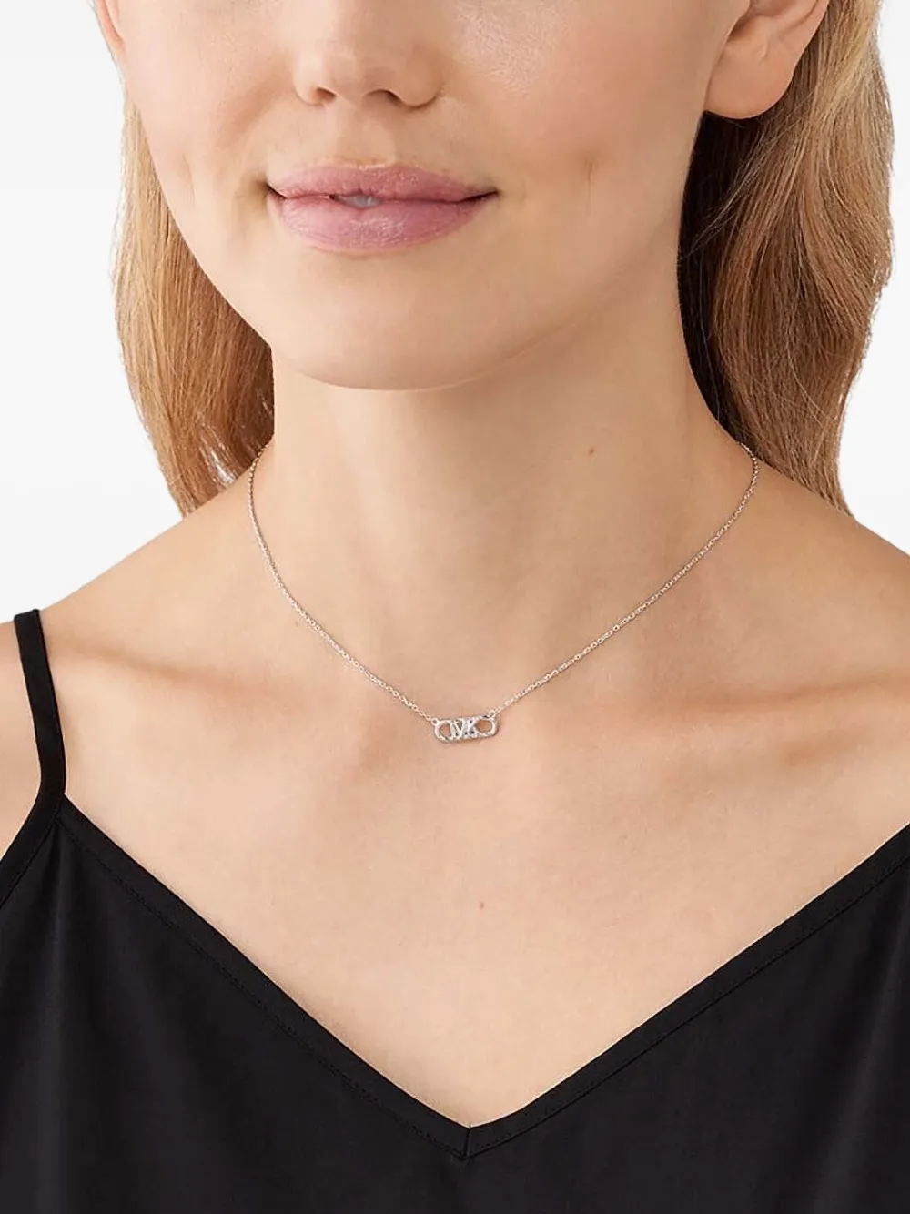 Michael Kors Halsketting met logo hanger - Zilver