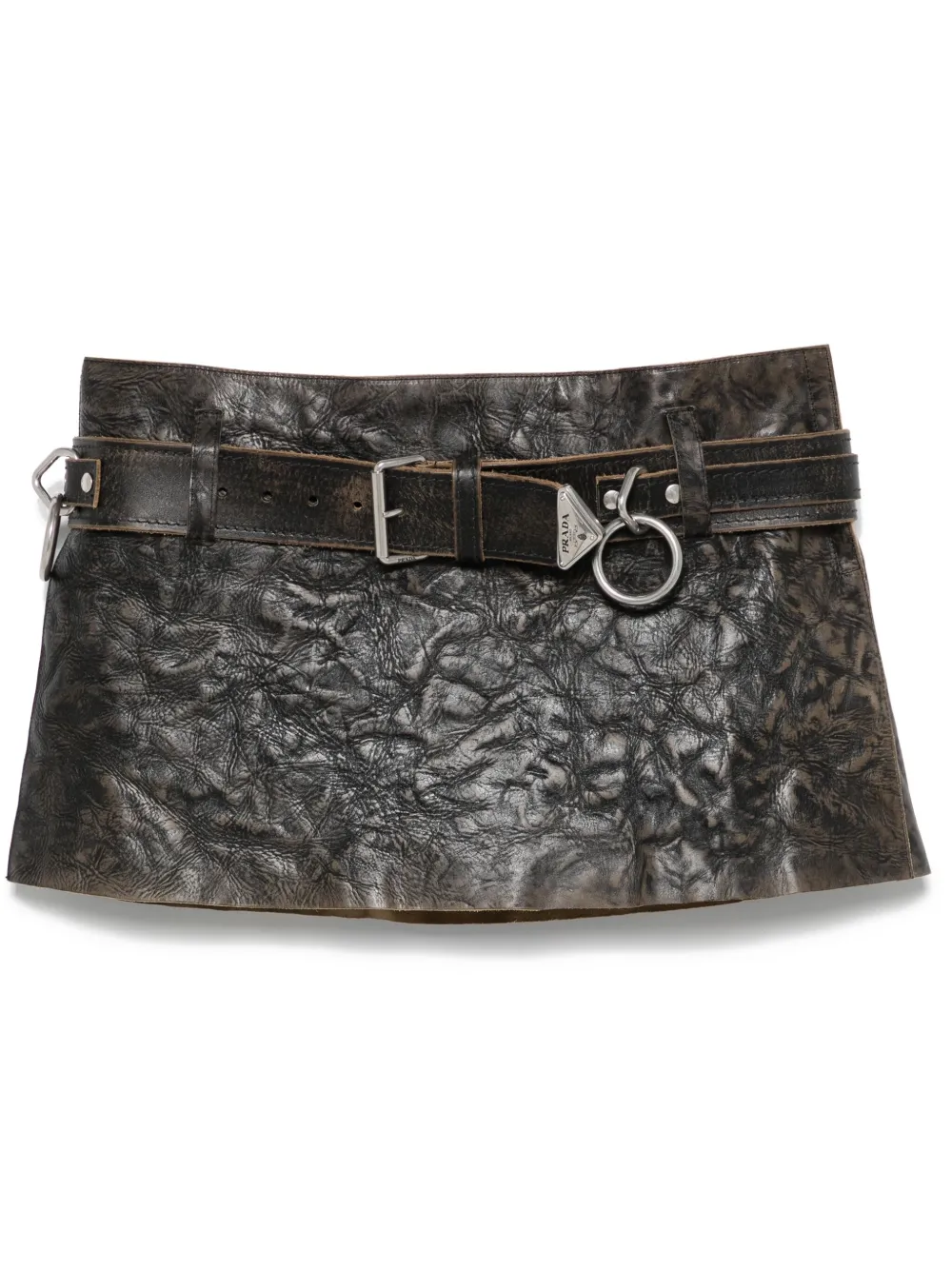 Prada Leren mini-rok Zwart