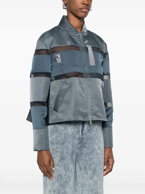Sacai Panelled Bomber Jacket | Grey | FARFETCH IN