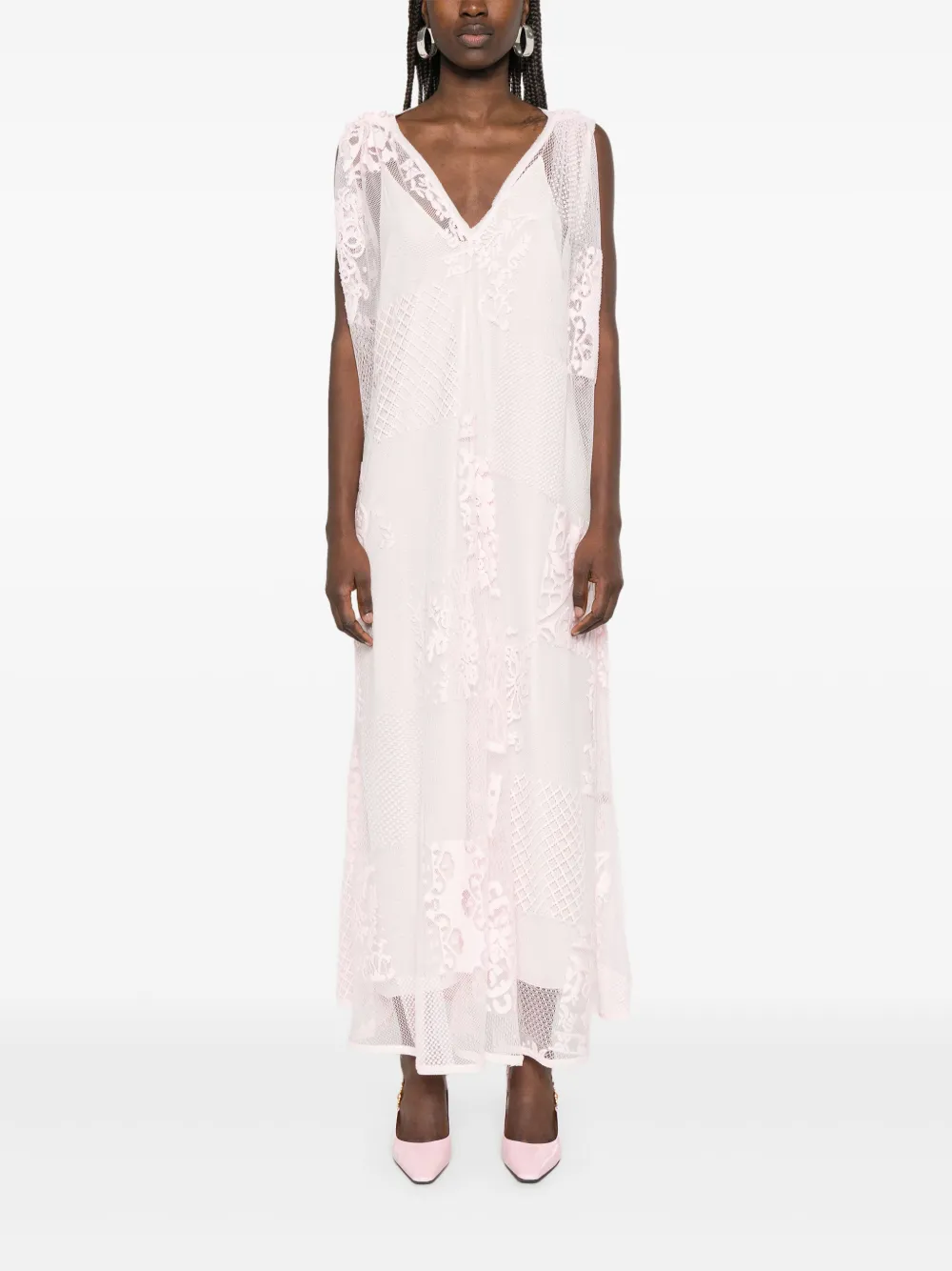 Forte Forte Kanten maxi-jurk met jacquard - Roze