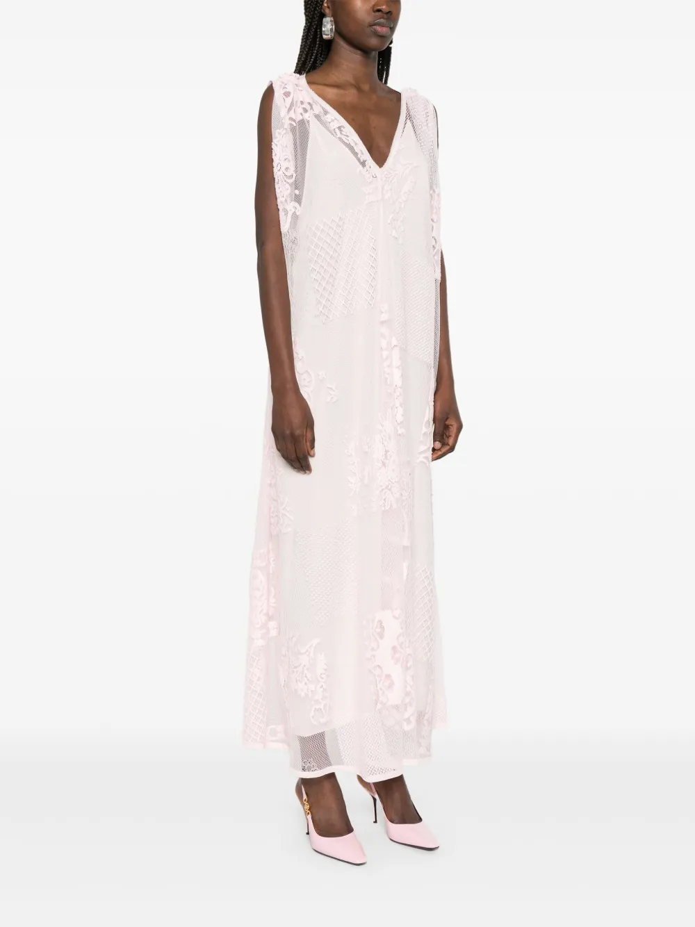 Forte Kanten maxi-jurk met jacquard Roze