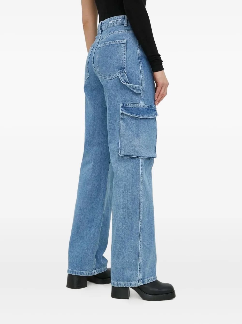 Gestuz Jeans met cargo zak - Blauw