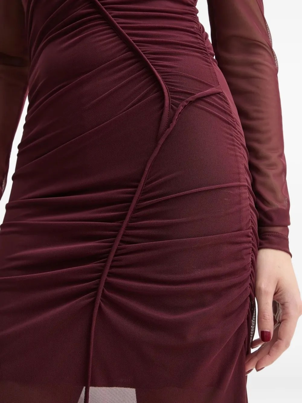 Gestuz Gesmockte jurk met mesh vlakken Rood