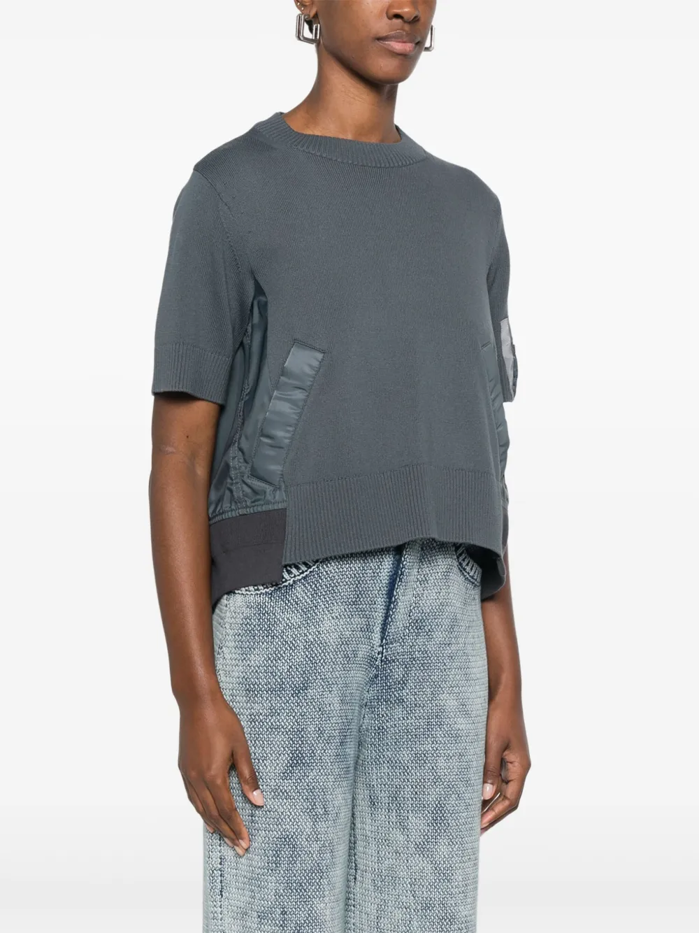 sacai T-shirt met vlakken Grijs