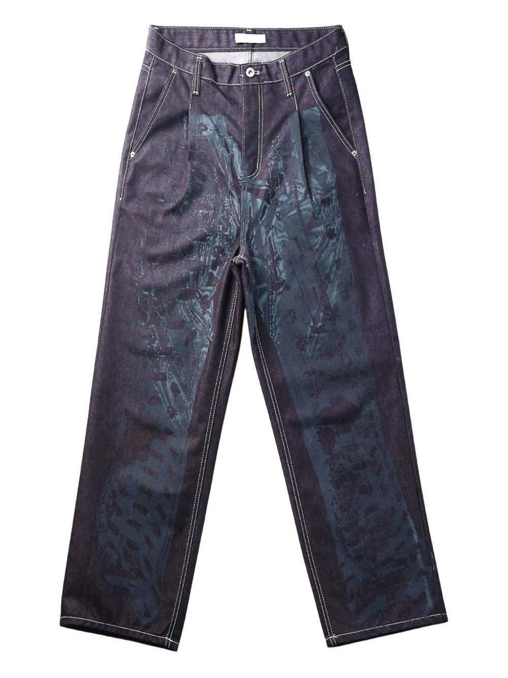 Trompe L'oeil pleated-front jeans