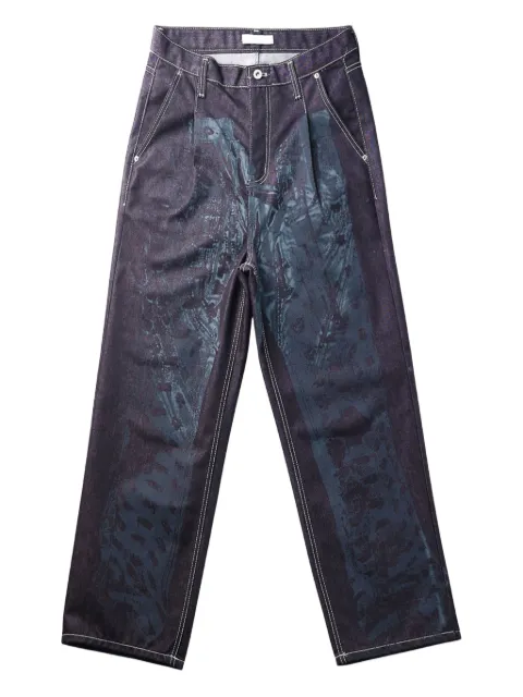 JUNTAE KIM Trompe L'oeil pleated-front jeans