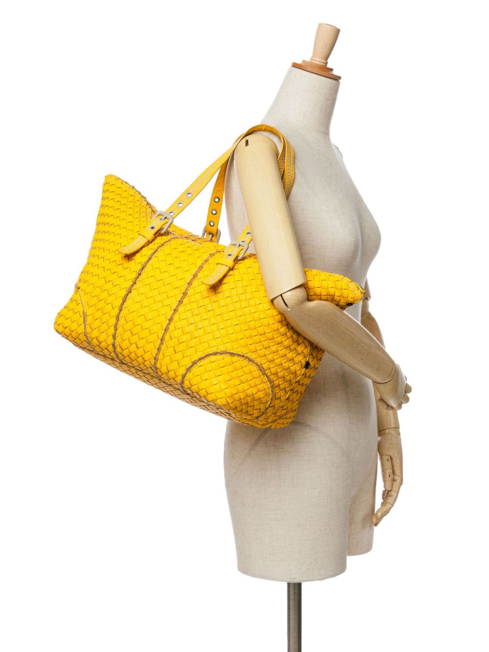 Bottega Veneta Pre-Owned 2012-2023 Intrecciato Vivo Cervo satchel - Geel