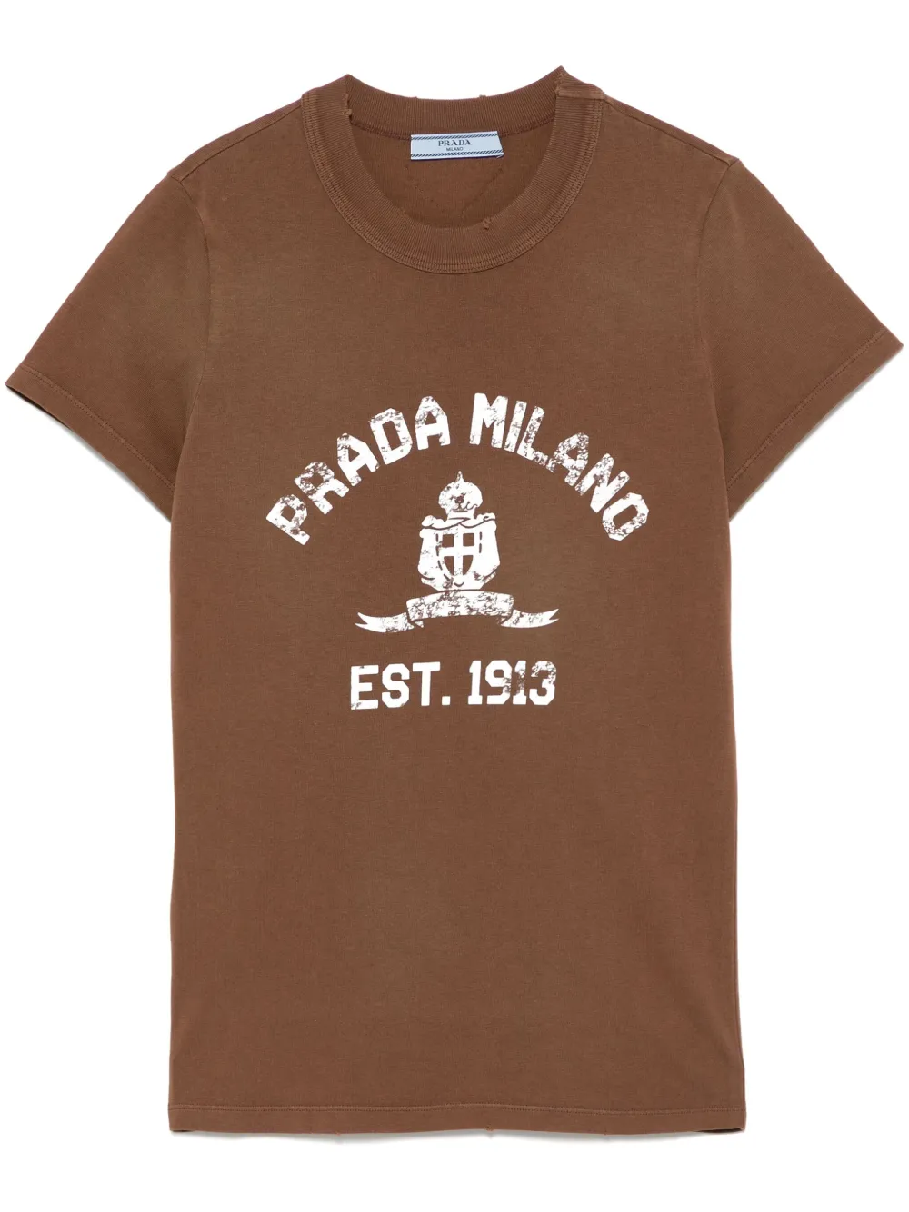 Prada T-shirt met logoprint Bruin