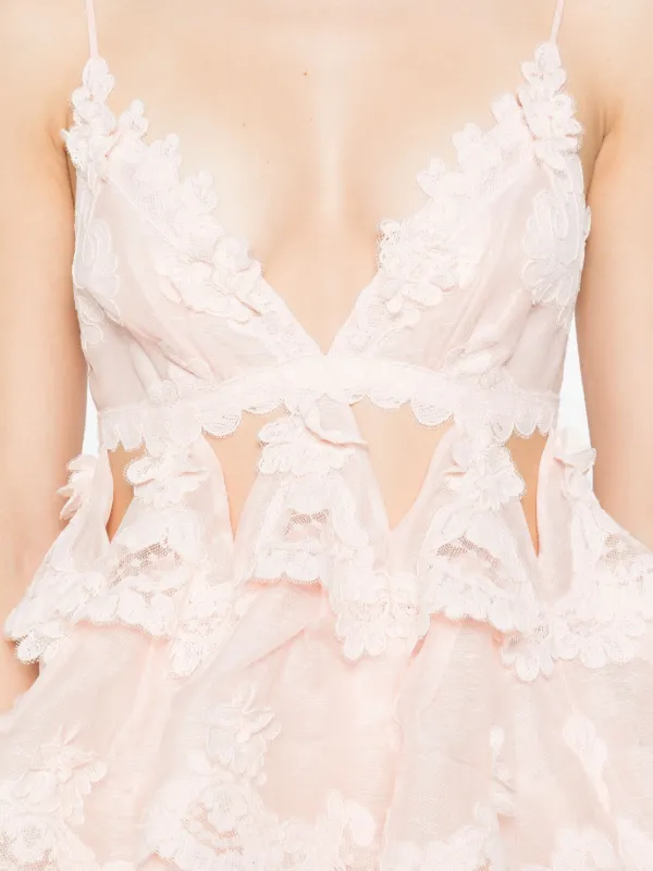 スカート ZIMMERMANN 'Crush Tiered Lace Maxi' dress Pink Crush Tiered Lace Maxi Dress Pale Pink Online | Zimmermann