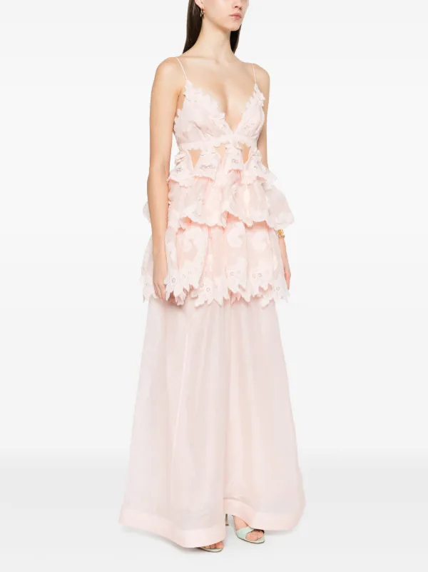 ZIMMERMANN Tiered Lace Maxi Dress | Pink | FARFETCH
