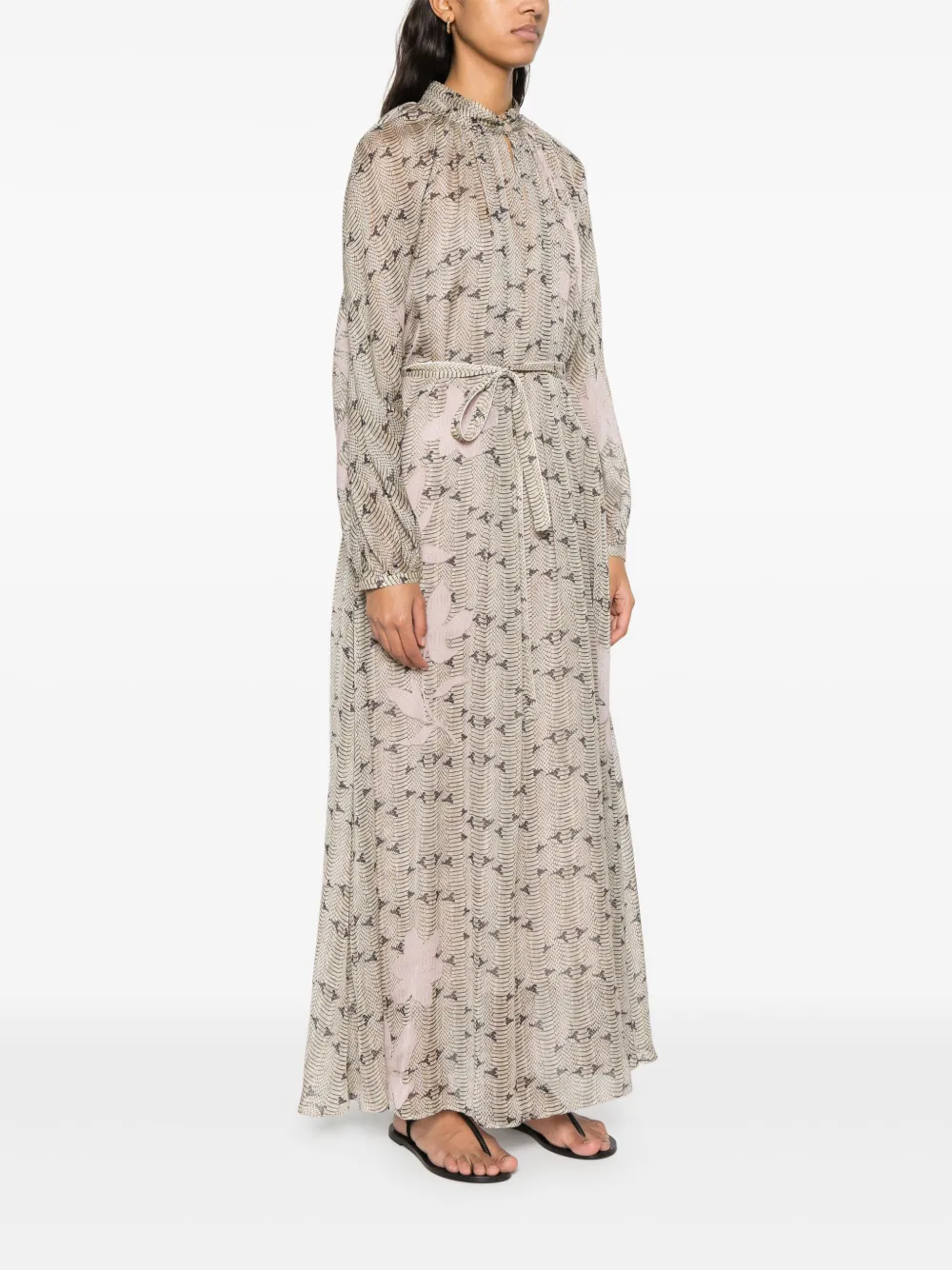 Forte Maxi-jurk met Dune Lily-print Beige