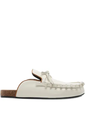 サンダル Jw Anderson  Slippers and Clogs Men Leather White JW ANDERSON White Leather Gold Oversized Chain Slide Clog