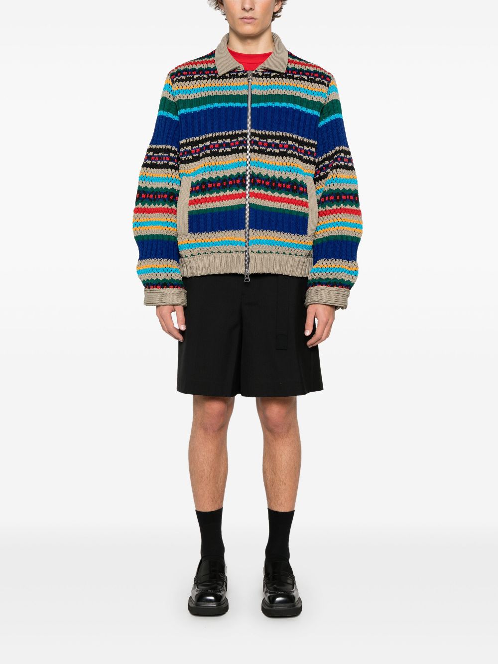 sacai knitted jacket - Brown