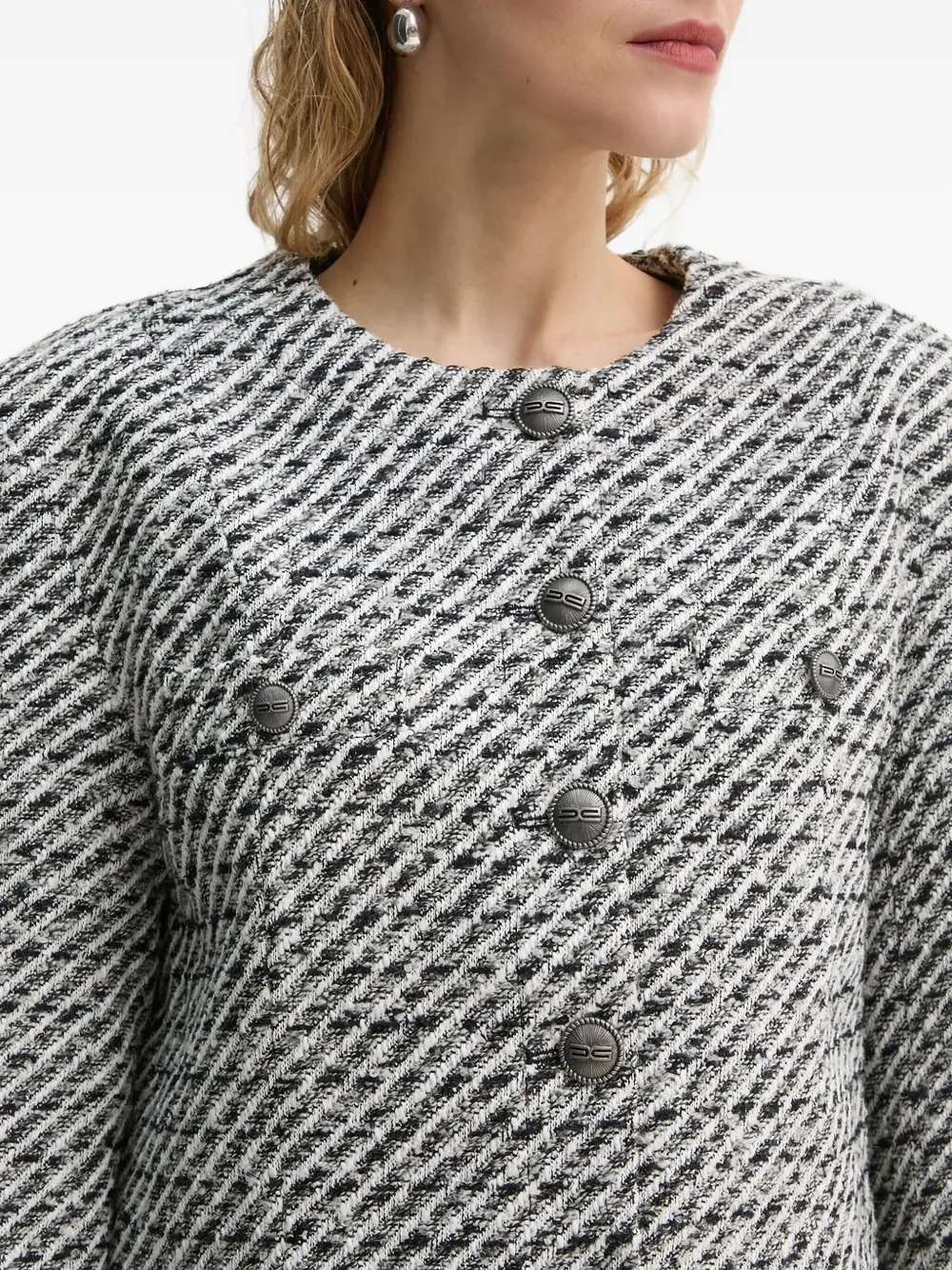 Gestuz Tweed Button-detailed Jacket In Gray