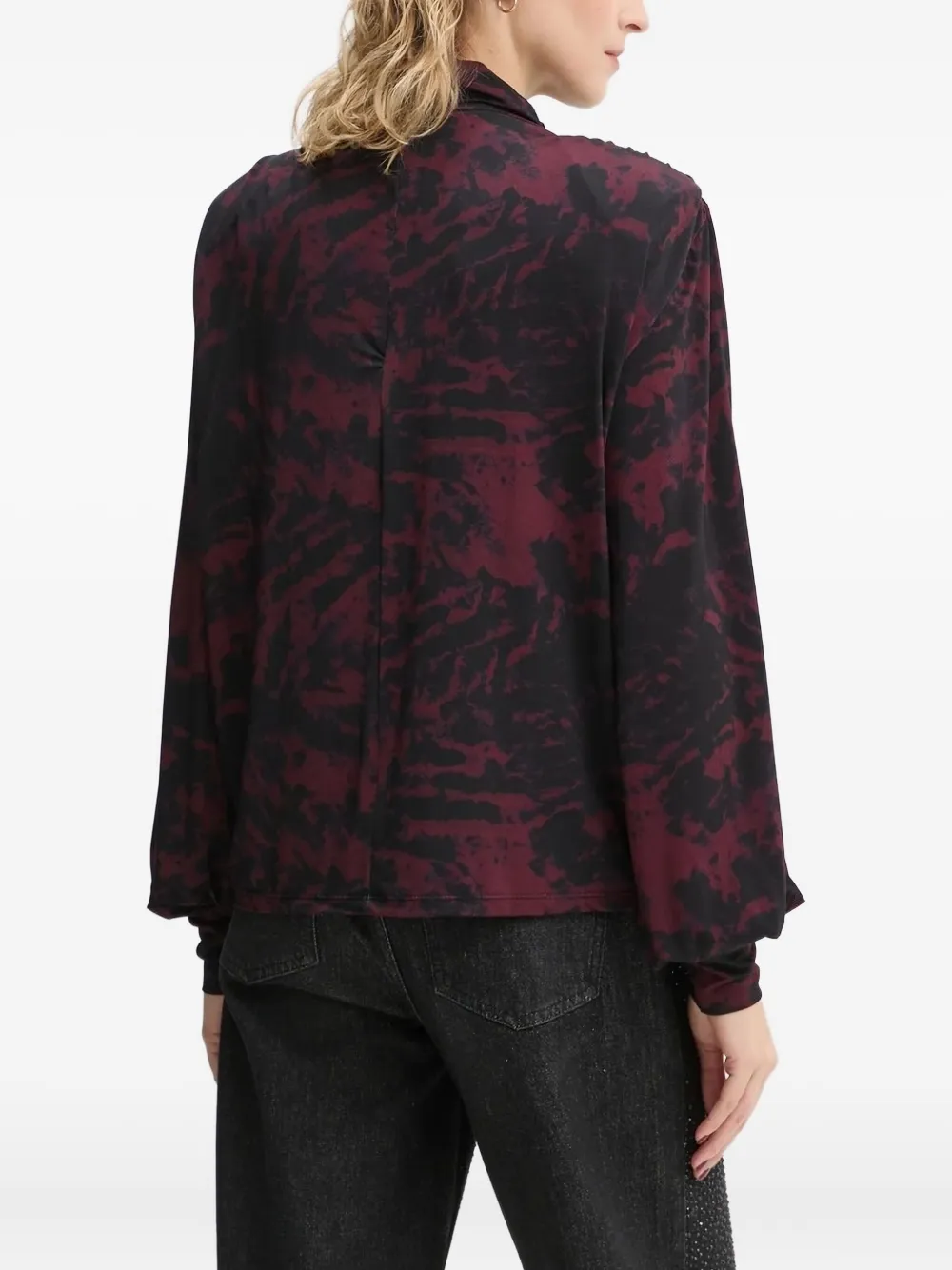 Gestuz Mock-neck Balloon-sleeve Top In Multi