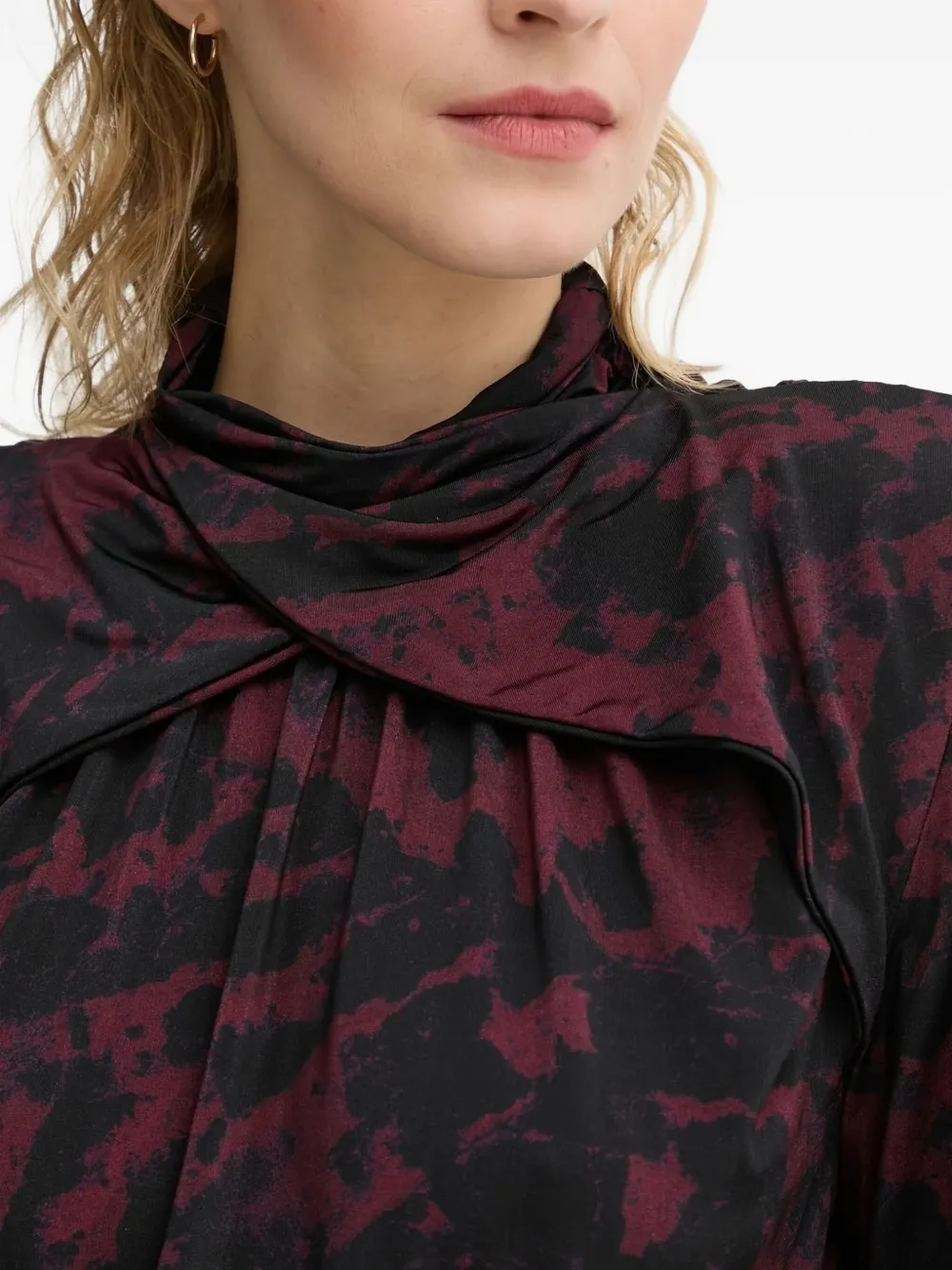 Gestuz Mock-neck Balloon-sleeve Top In Multi