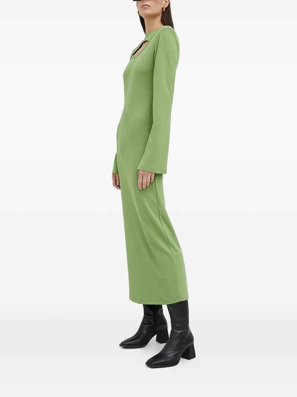 Gestuz cut-out long-sleeve dress - Groen