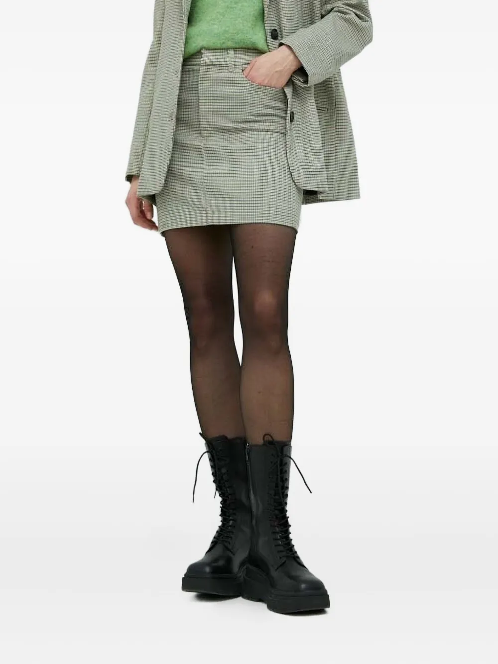 Gestuz Checked Skirt In Green
